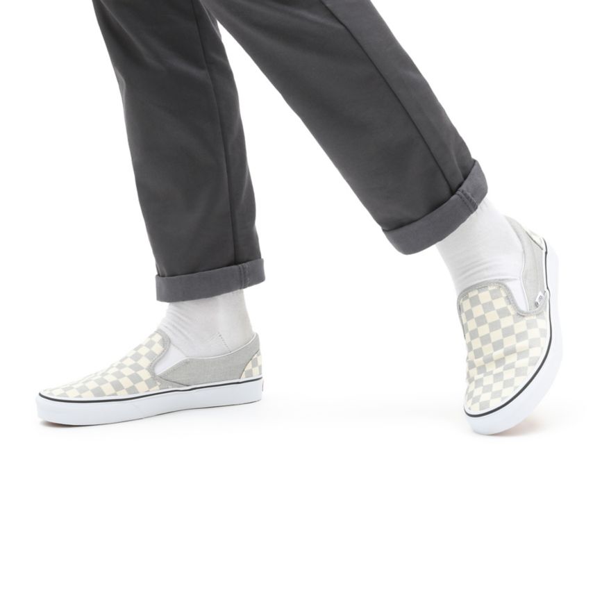 CLASSICS Vans Checkerboard Classic Slip-On Mujer Gris | VN031L2VC56