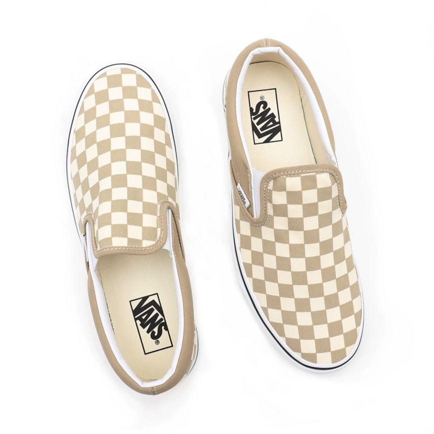 CLASSICS Vans Checkerboard Classic Slip-On Hombre Beige | VN389D8MS31