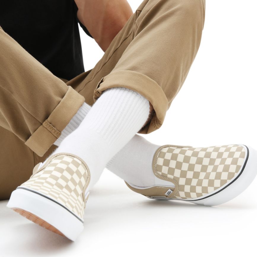 CLASSICS Vans Checkerboard Classic Slip-On Hombre Beige | VN389D8MS31
