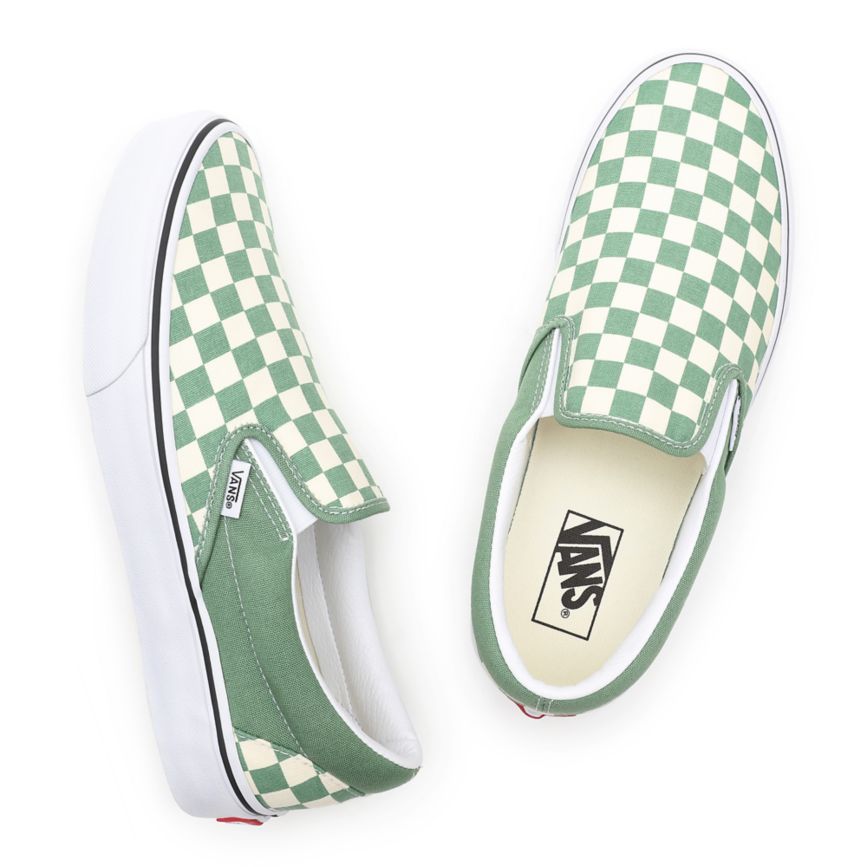 CLASSICS Vans Checkerboard Classic Slip-On Mujer Turquesa | VN880C0LJ45