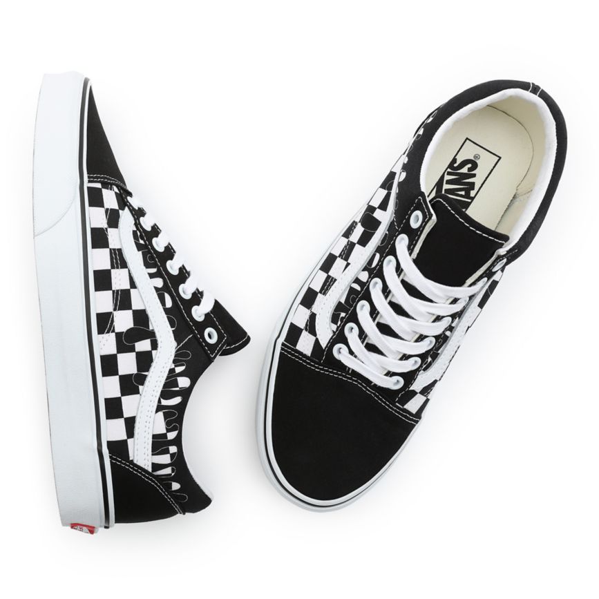 CLASSICS Vans Paint Drip Checkerboard Old Skool Mujer Negras | VN128M7MH14