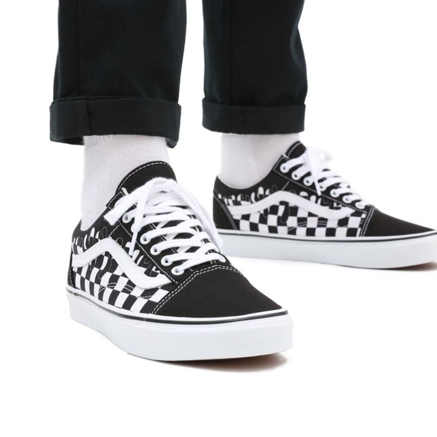 CLASSICS Vans Paint Drip Checkerboard Old Skool Mujer Negras | VN128M7MH14