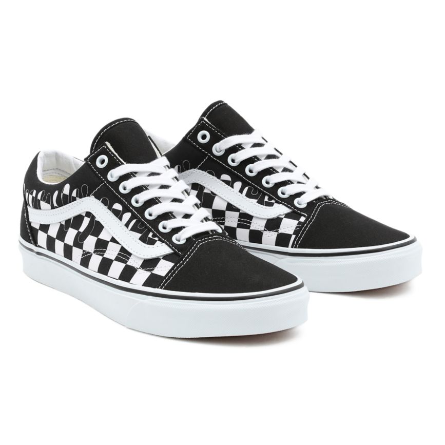 CLASSICS Vans Paint Drip Checkerboard Old Skool Mujer Negras | VN128M7MH14