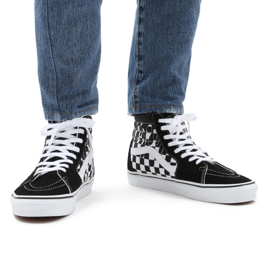 CLASSICS Vans Paint Drip Checkerboard Sk8-Hi Hombre Negras | VN475V4UN49