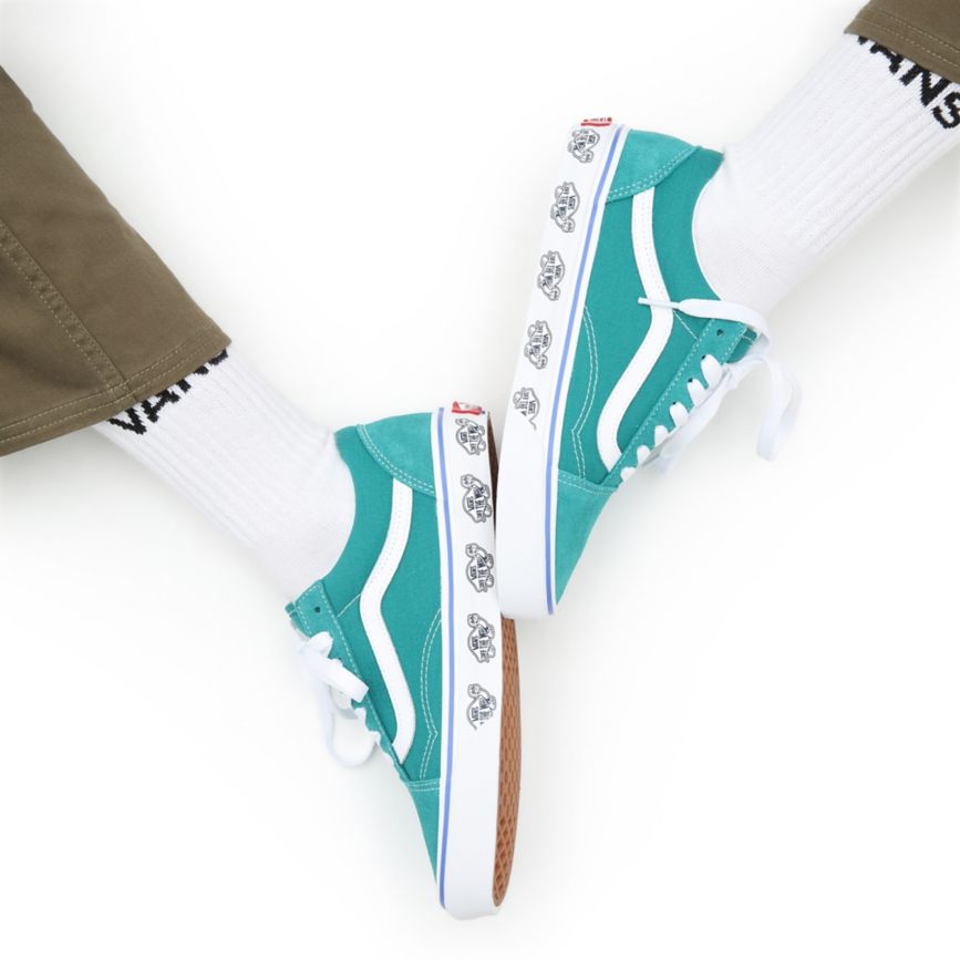 CLASSICS Vans Sidewall Print Old Skool Hombre Turquesa | VN539V0VR64