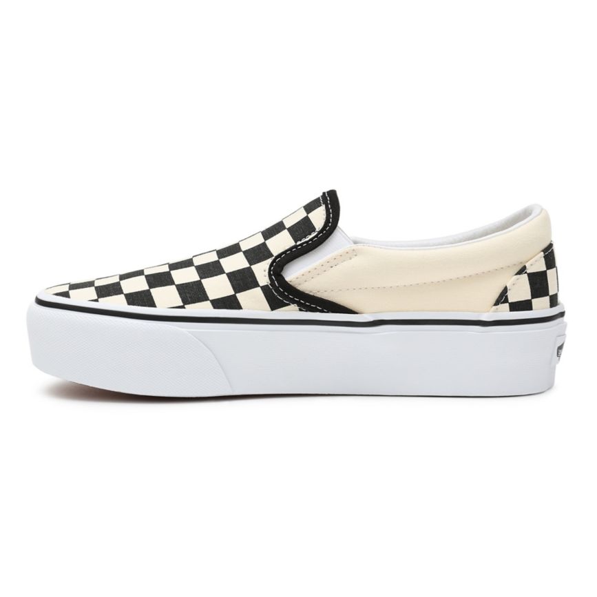 Plataforma Vans Checkerboard Classic Slip-On Platform Mujer Negras | VN004X1TZ65