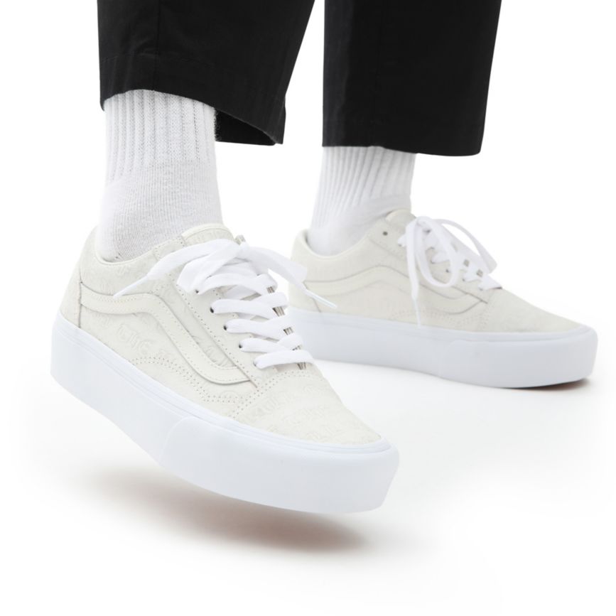 Plataforma Vans Deboss Otw Old Skool Platform Mujer Blancas | VN386C0DQ72