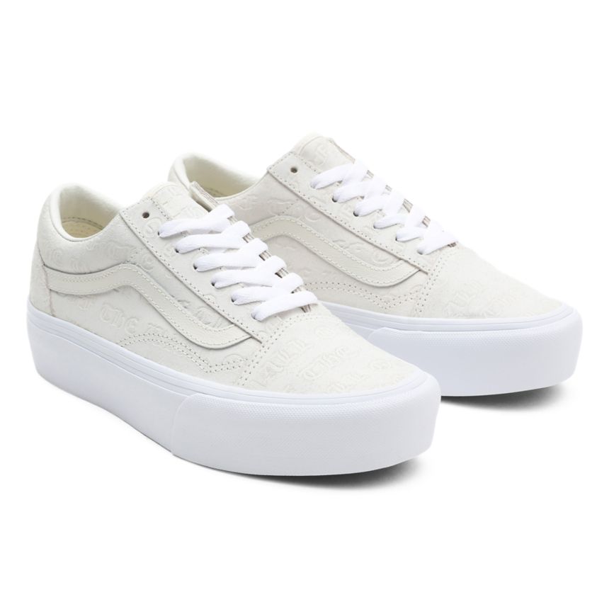 Plataforma Vans Deboss Otw Old Skool Platform Mujer Blancas | VN386C0DQ72