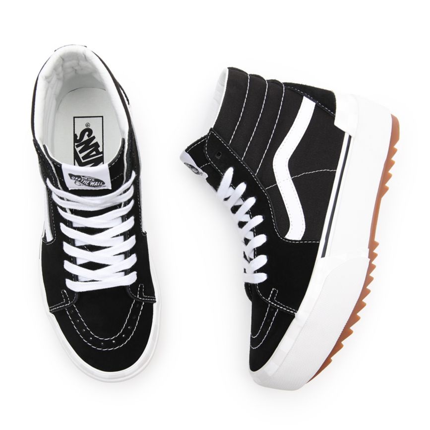 Plataforma Vans Suede Lona Sk8-Hi Stacked Mujer Negras | VN938I0MN81