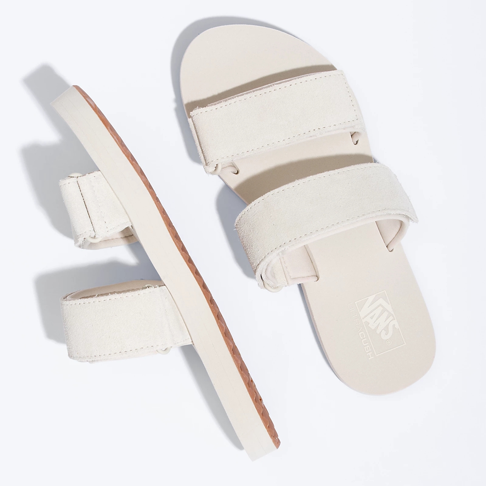 Sandalias Planas Vans Cayucas Slide Mujer Blancas | VN346T7MH09