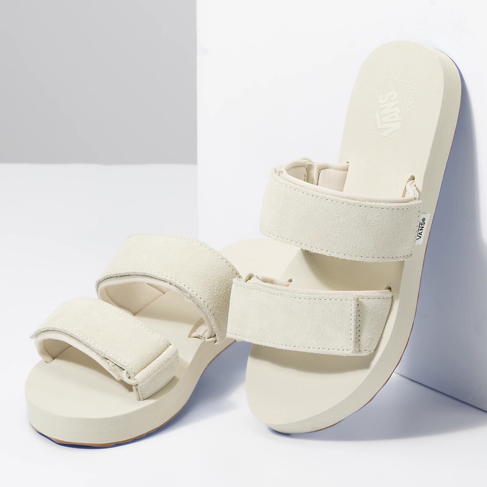 Sandalias Planas Vans Cayucas Slide Mujer Blancas | VN346T7MH09
