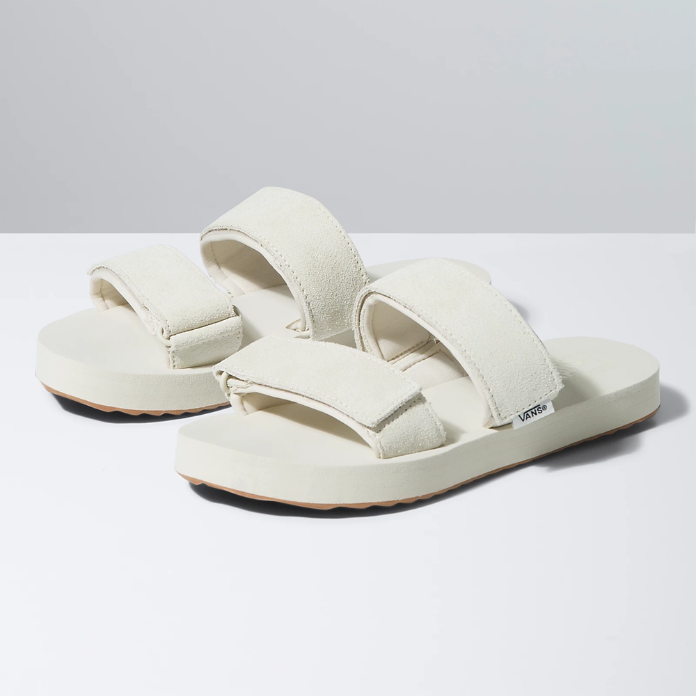 Sandalias Planas Vans Cayucas Slide Mujer Blancas | VN346T7MH09