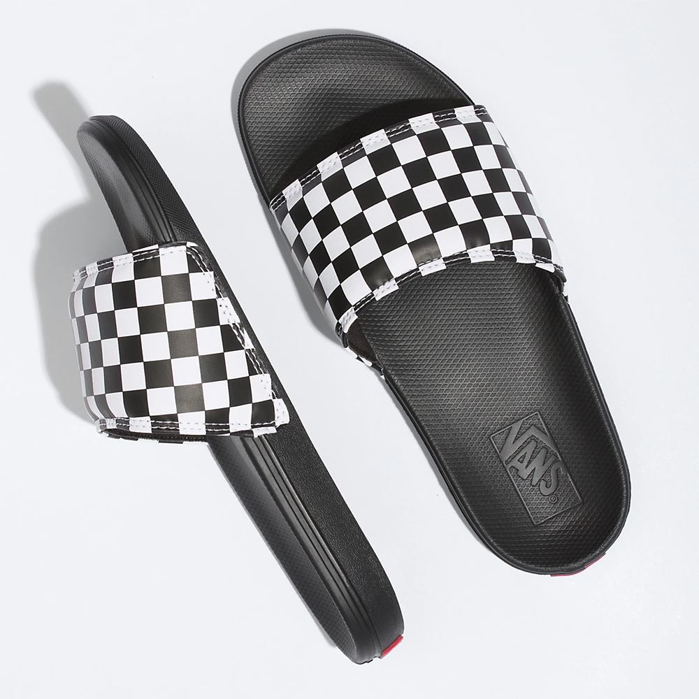 Sandalias Planas Vans Checkerboard La Costa Slide-On Mujer Negras | VN067L4HI62