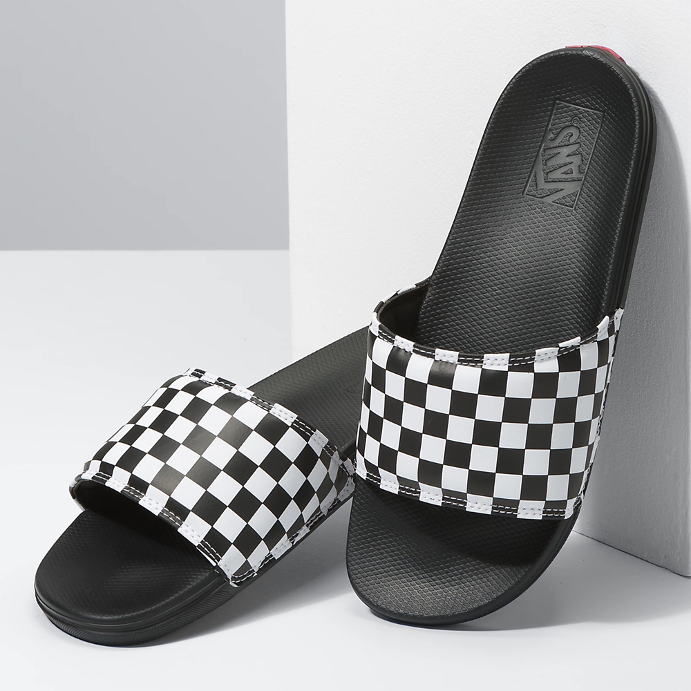 Sandalias Planas Vans Checkerboard La Costa Slide-On Hombre Negras | VN596N1TR26