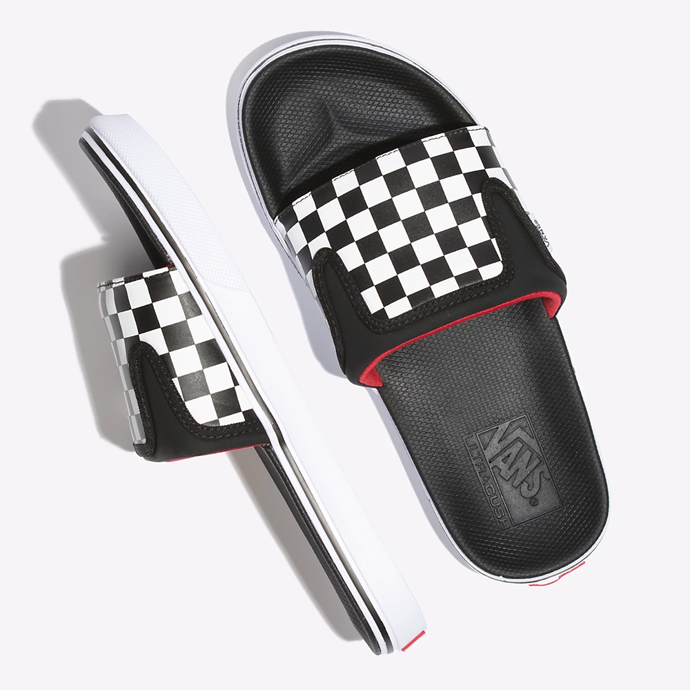 Sandalias Planas Vans Checkerboard Ultracush Slide-On Hombre Negras | VN154U2BJ47
