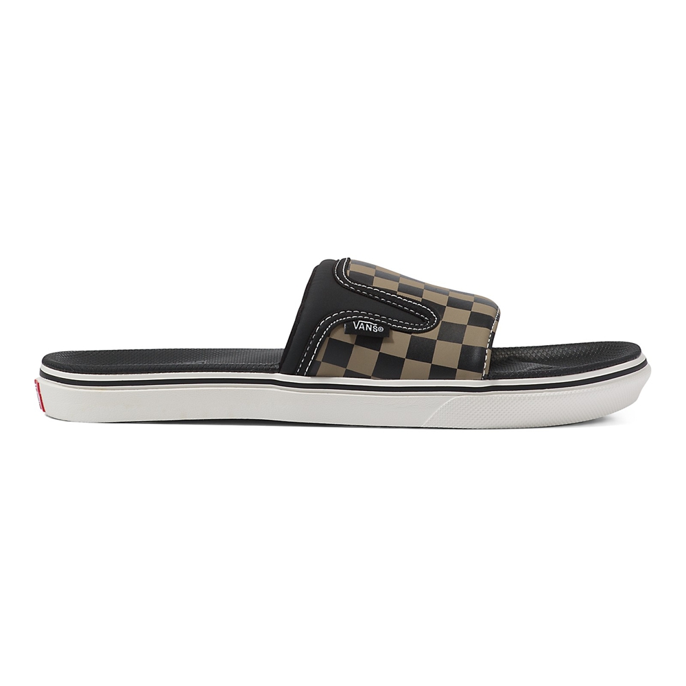 Sandalias Planas Vans Checkerboard Ultracush Slide-On Hombre Negras | VN661I4MW18