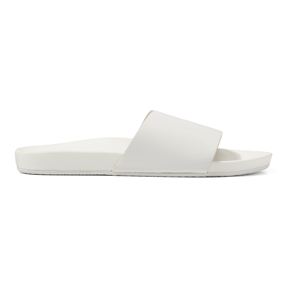 Sandalias Planas Vans Cuero Decon Slide Hombre Blancas | VN853W3IC18
