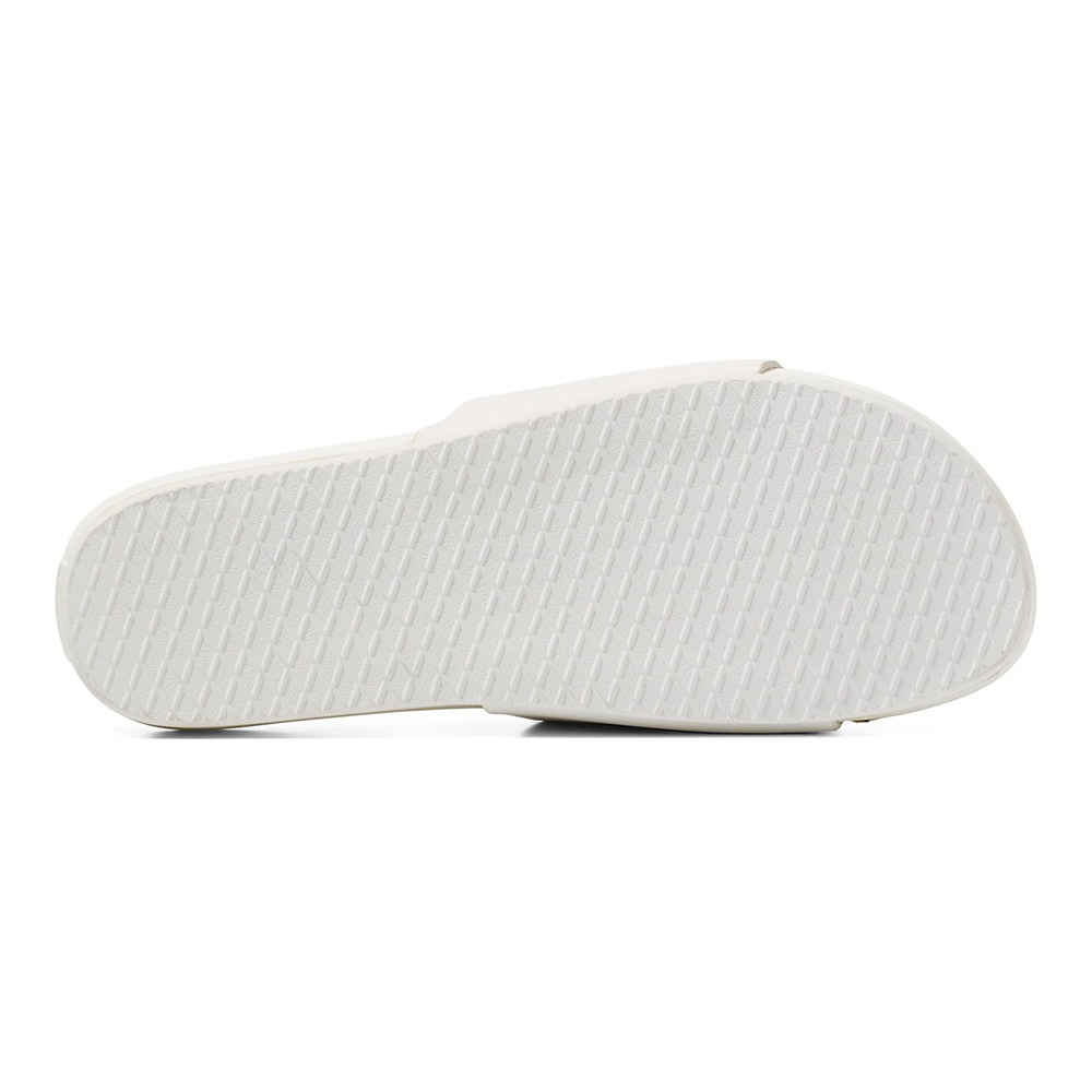 Sandalias Planas Vans Cuero Decon Slide Hombre Blancas | VN853W3IC18