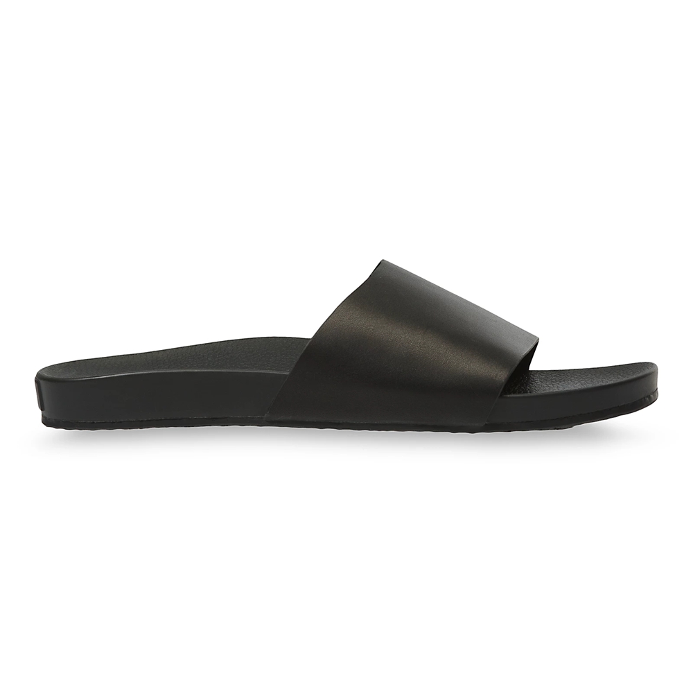 Sandalias Planas Vans Cuero Decon Slide Hombre Negras | VN913I4UU42