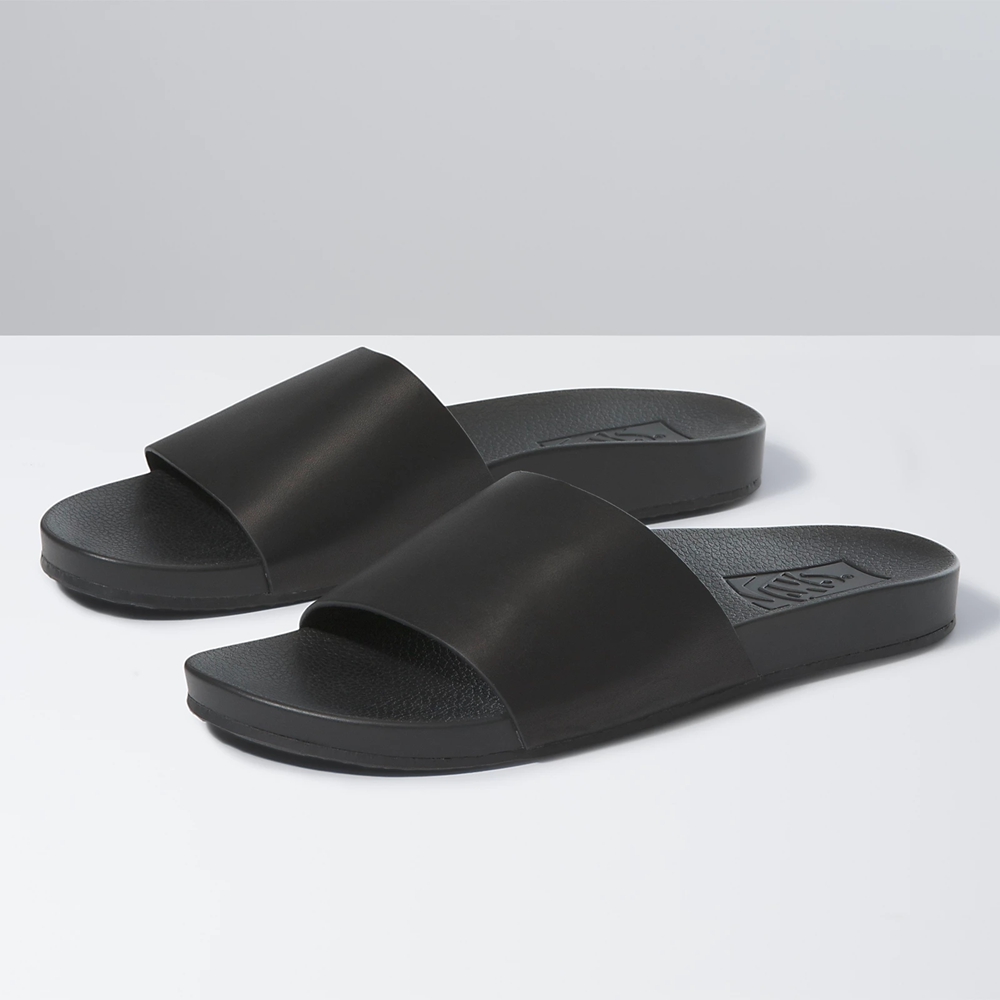 Sandalias Planas Vans Cuero Decon Slide Hombre Negras | VN913I4UU42