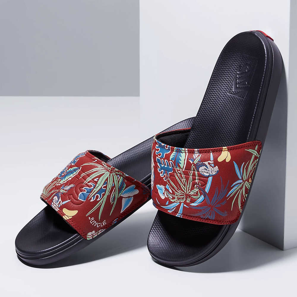 Sandalias Planas Vans Hawaiian Jungle La Costa Slide-On Mujer Rojas | VN049A8AV80