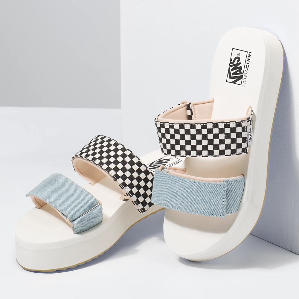 Sandalias Planas Vans Mix Match Cayucas Slide Mega Platform Mujer Blancas | VN584E0NB11