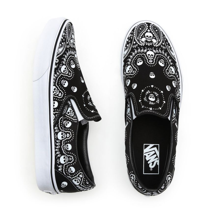 Slip On Vans Bandana Classic Slip-On Mujer Negras | VN054P7GS10