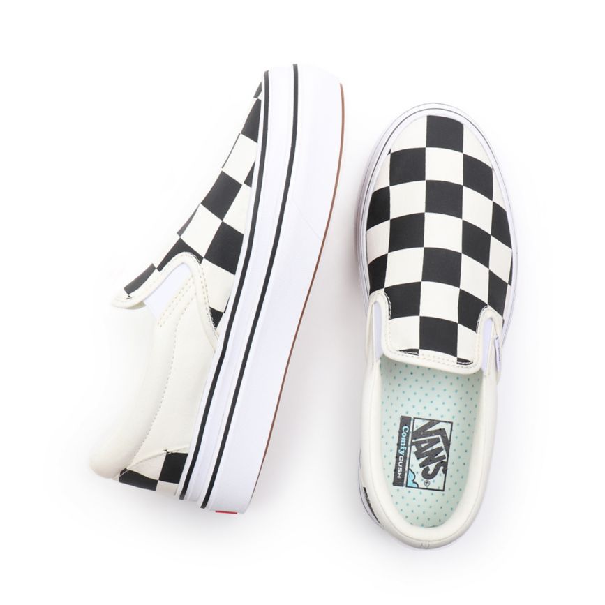 Slip On Vans Big Classics Checker Super ComfyCush Slip-On Mujer Blancas | VN223Q1TK39