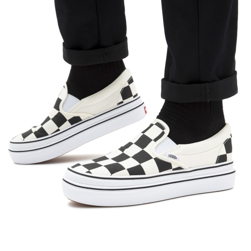 Slip On Vans Big Classics Checker Super ComfyCush Slip-On Mujer Blancas | VN223Q1TK39