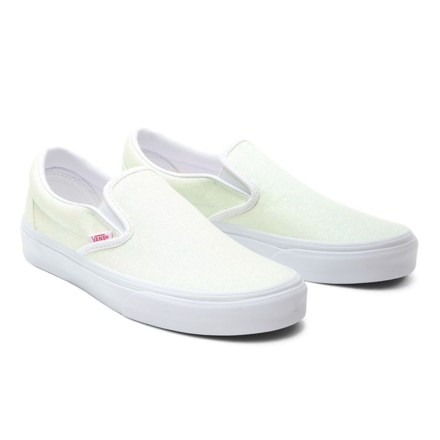 Slip On Vans UV Glitter Classic Slip-On Mujer Blancas | VN398F0PD08