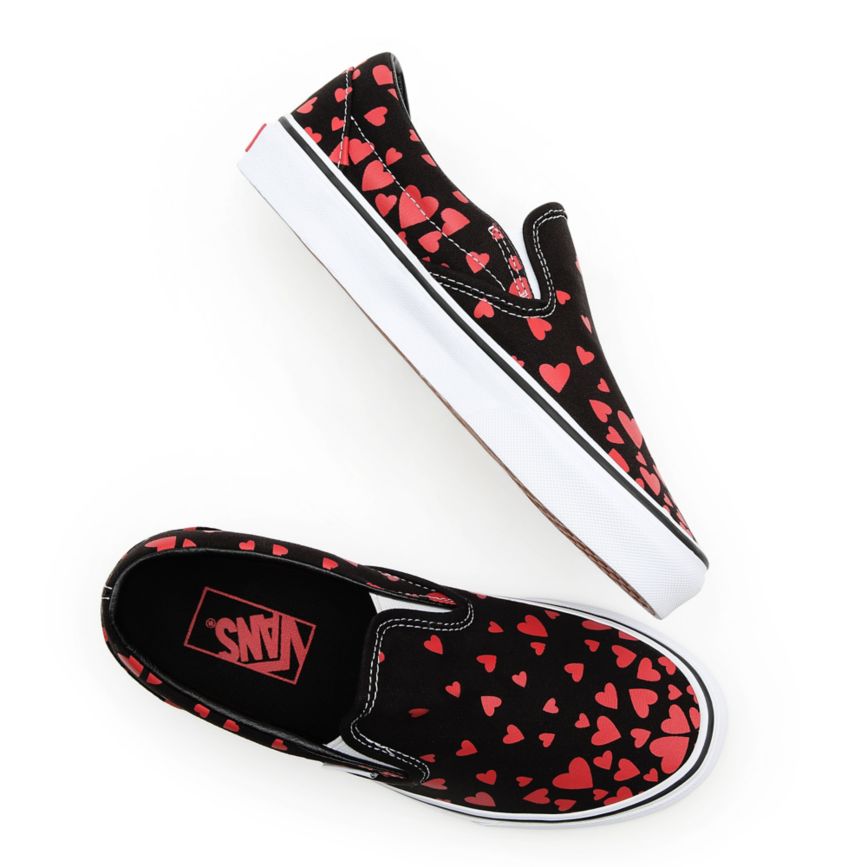 Slip On Vans Valentines Hearts Classic Slip-On Mujer Negras | VN194I5QF42