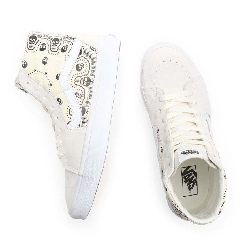 Tenis Altas Vans Bandana SK8-Hi Hombre Blancas | VN926L0ZI29