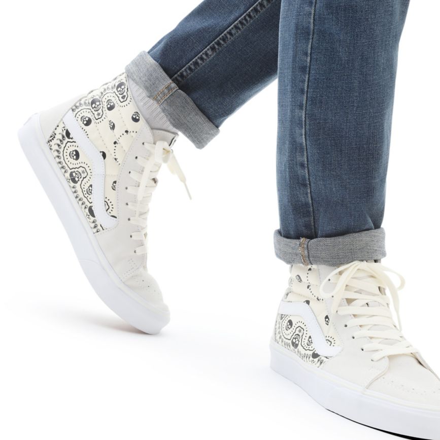 Tenis Altas Vans Bandana SK8-Hi Hombre Blancas | VN926L0ZI29