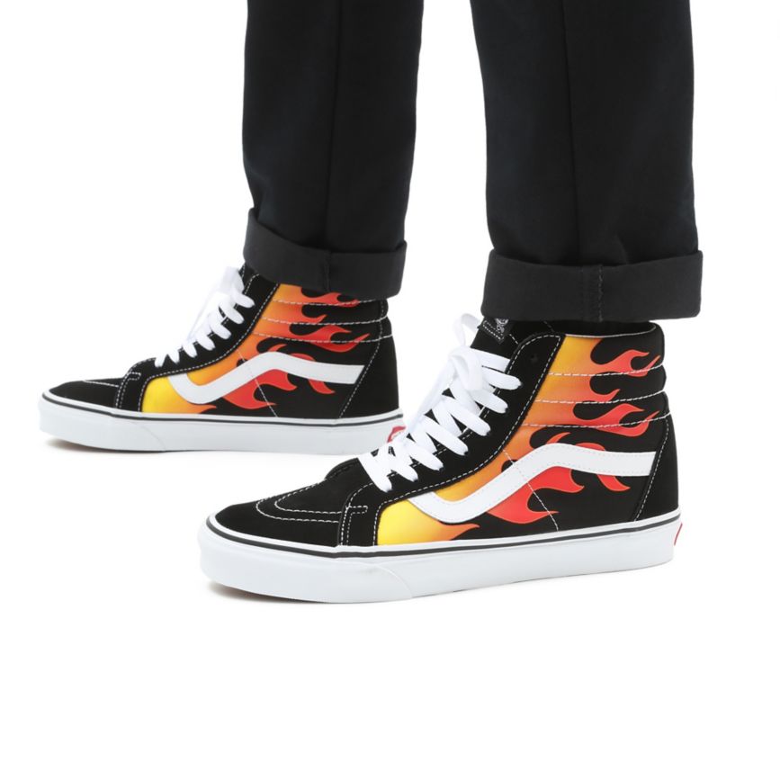 Tenis Altas Vans Flame Sk8-Hi Reissue Hombre Negras | VN726H0SZ61