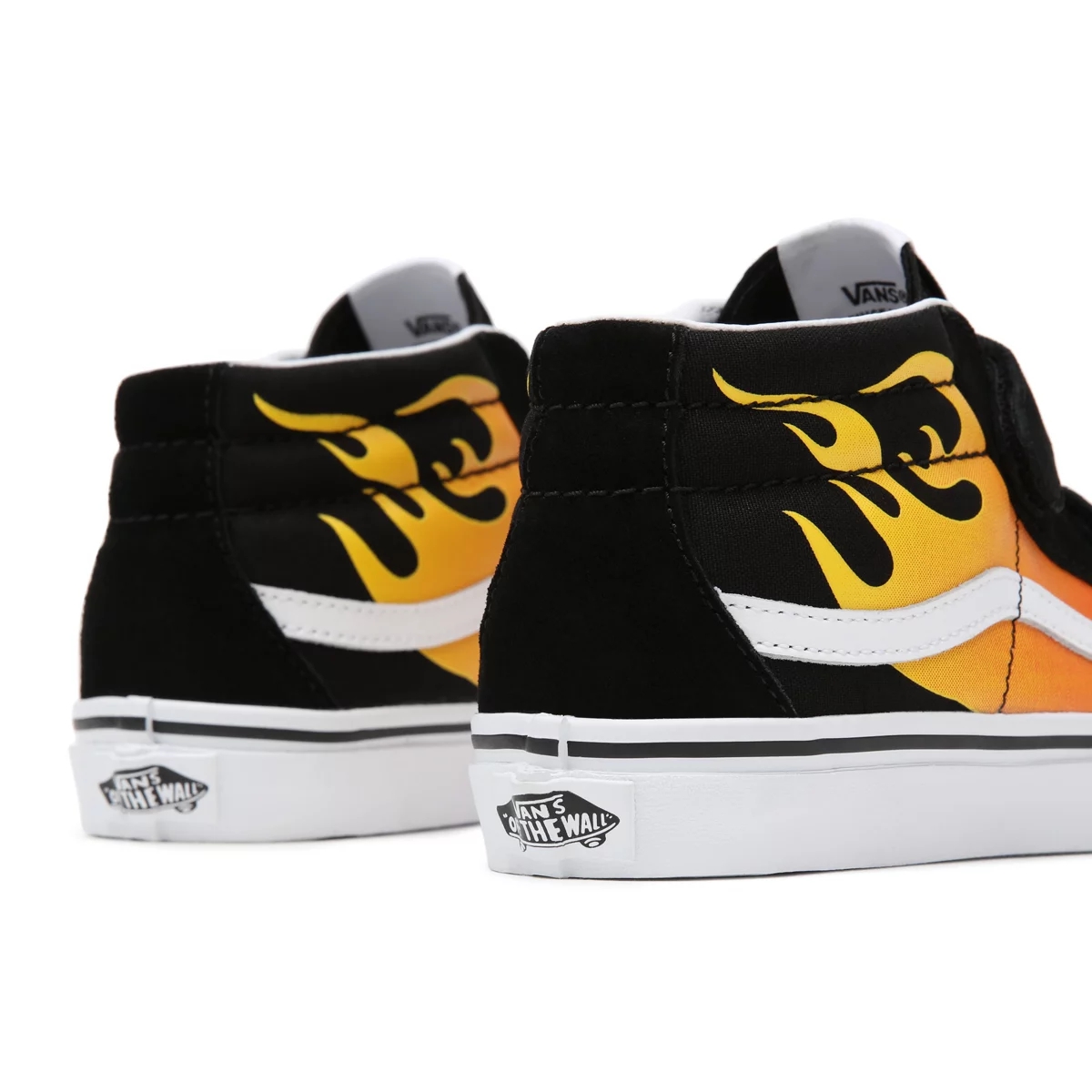 Tenis Altas Vans Hot Flame Sk8-Mid Reissue Velcro Niños Negras | VN533Q9OF94
