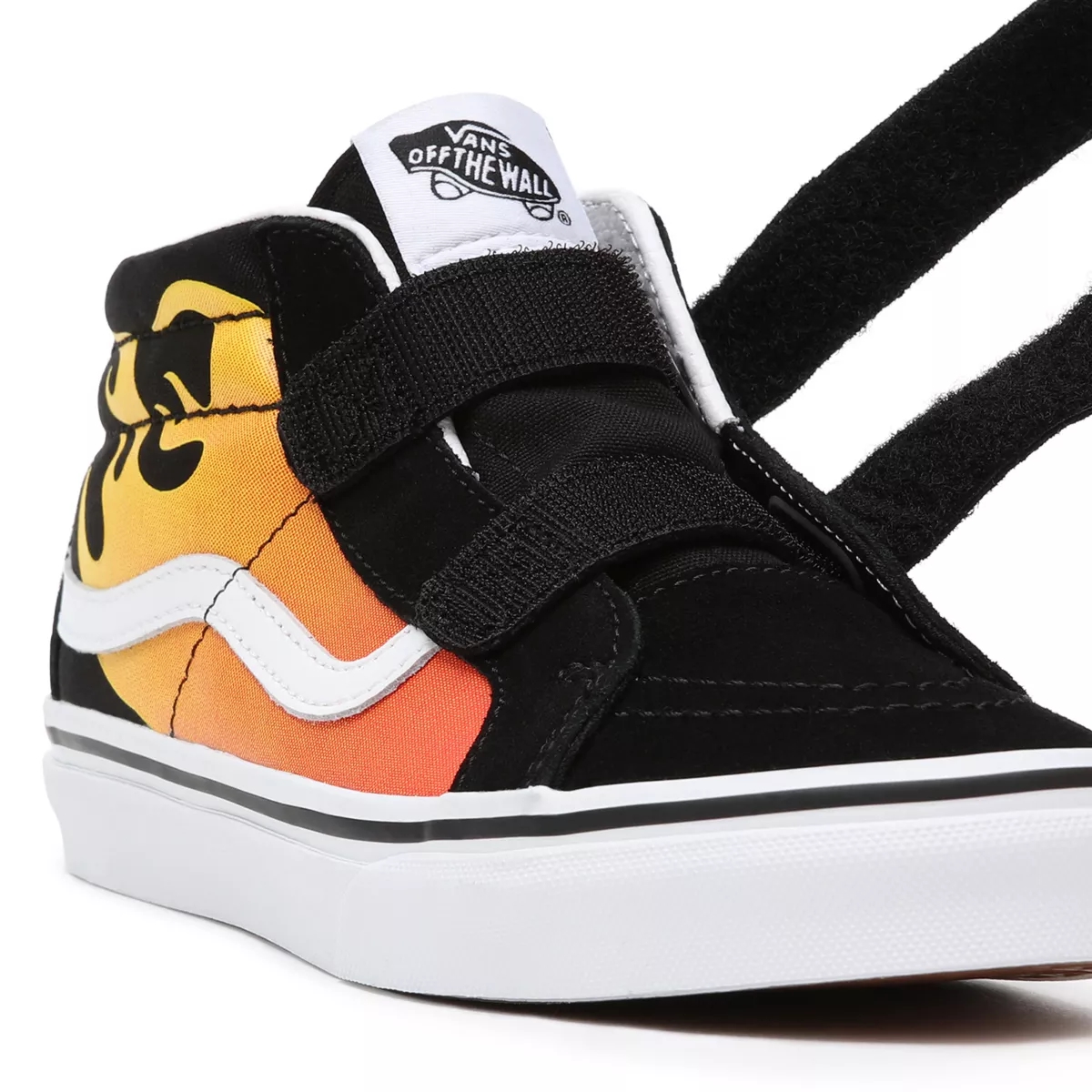 Tenis Altas Vans Hot Flame Sk8-Mid Reissue Velcro Niños Negras | VN533Q9OF94
