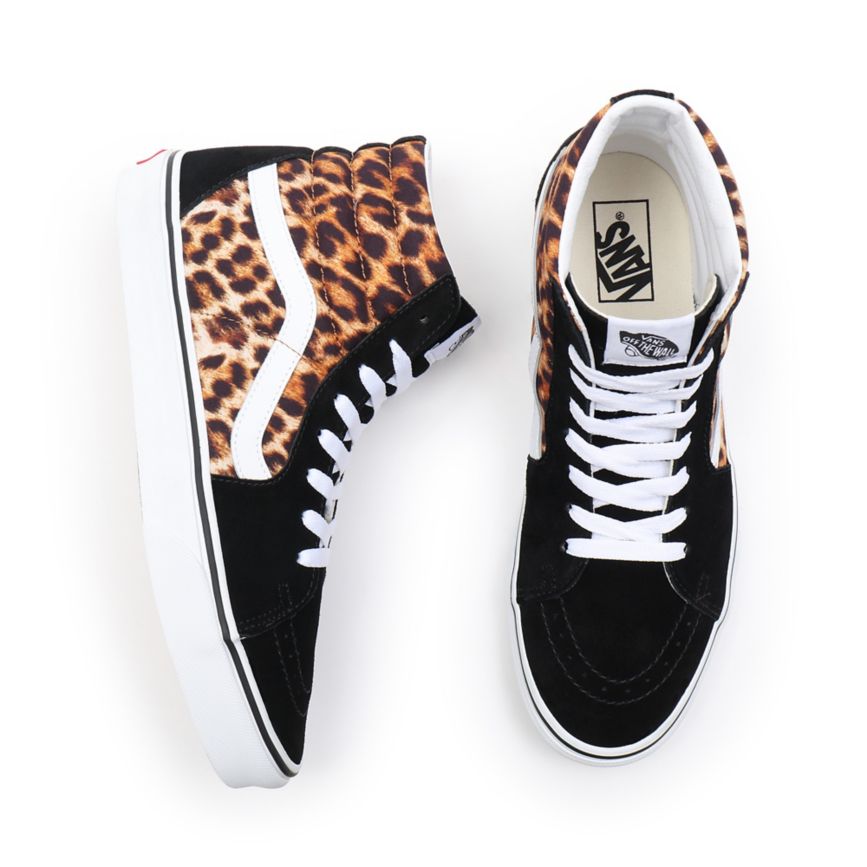Tenis Altas Vans Leopard SK8-Hi Mujer Negras | VN520N7NM86