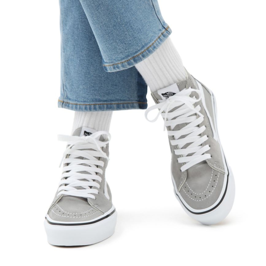 Tenis Altas Vans SK8-Hi Tapered Mujer Gris Oscuro | VN137E7IS02