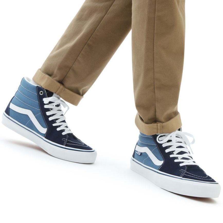 Tenis Altas Vans Skate SK8-Hi Mujer Azul Marino | VN935I0BG22