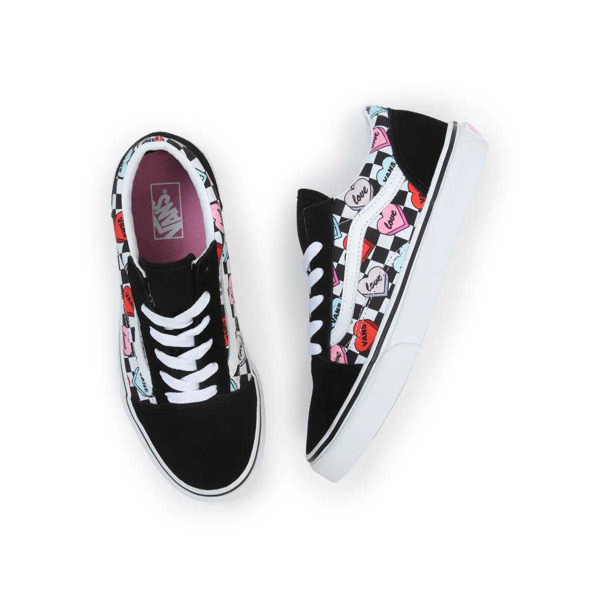 Tenis Bajas Vans Candy Hearts Old Skool Niños Negras | VN565C2ZO80