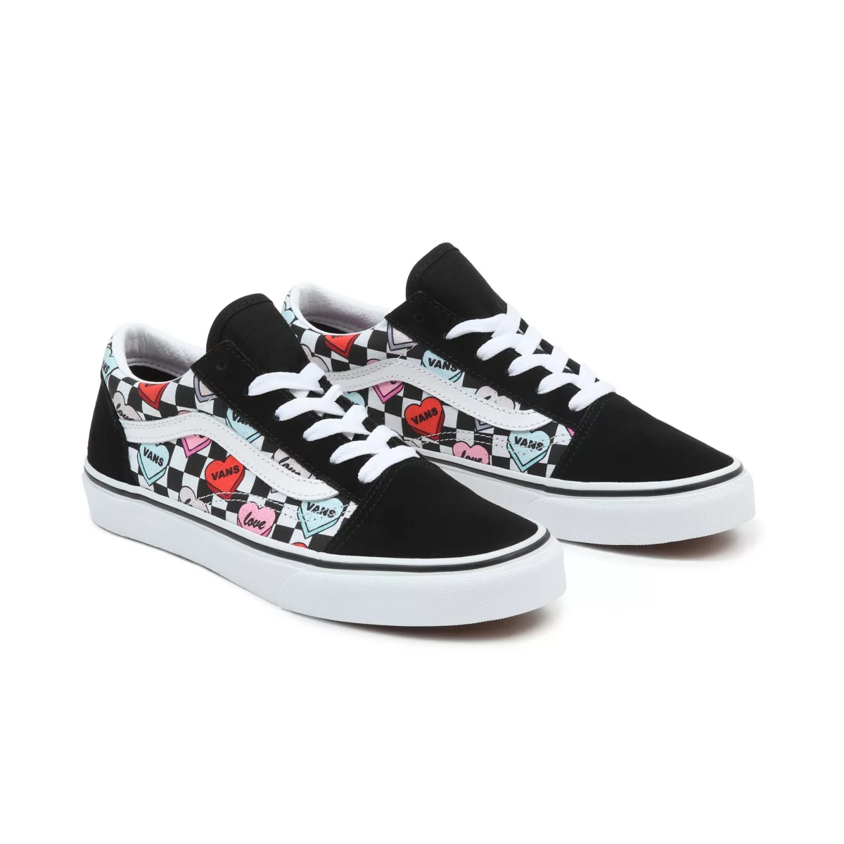 Tenis Bajas Vans Candy Hearts Old Skool Niños Negras | VN565C2ZO80