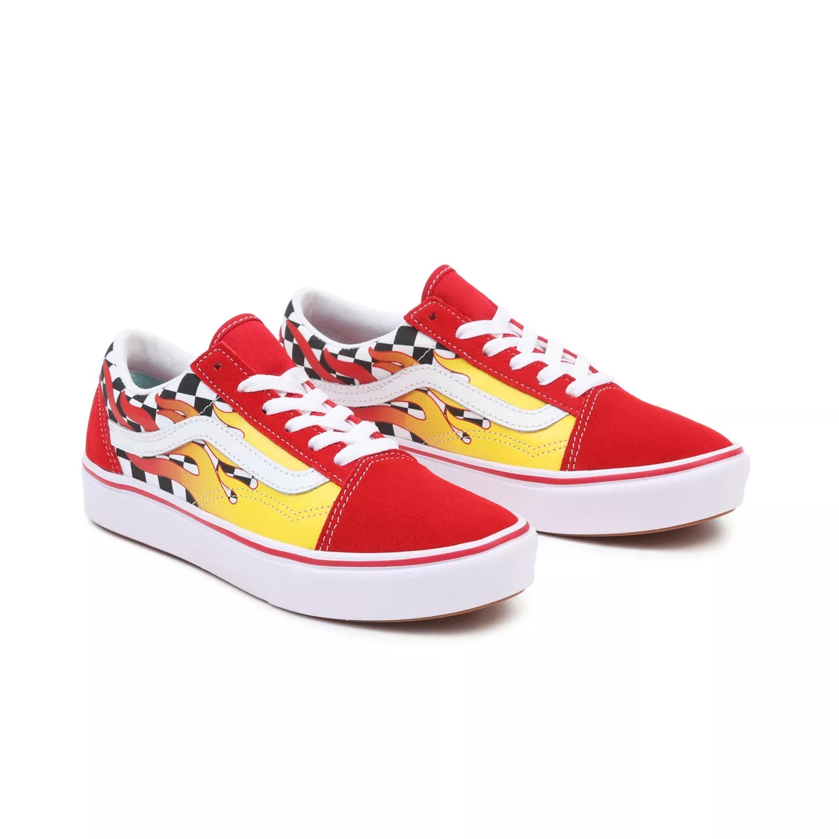Tenis Bajas Vans Flame ComfyCush Old Skool Niños Rojas | VN619C7WQ66