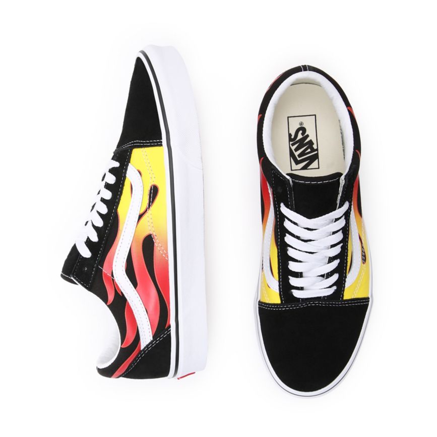 Tenis Bajas Vans Flame Old Skool Hombre Negras | VN163H9LW55
