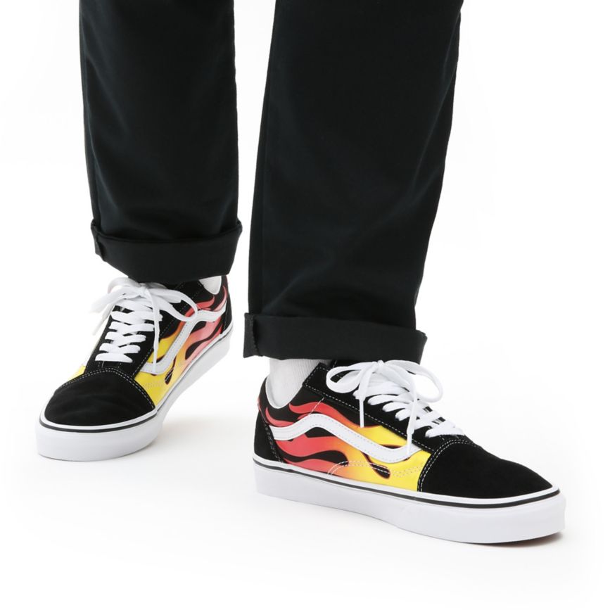 Tenis Bajas Vans Flame Old Skool Hombre Negras | VN163H9LW55