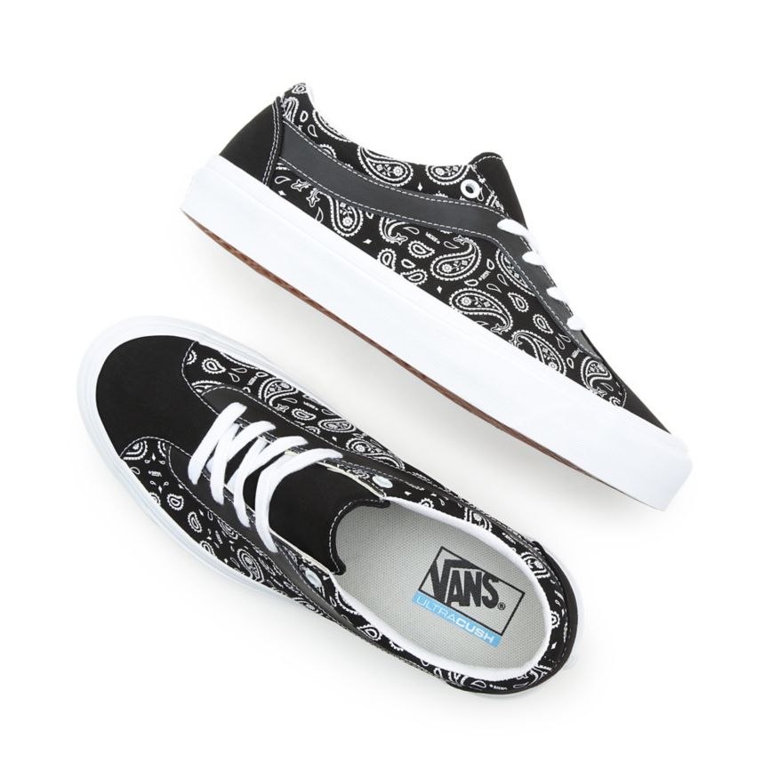 Tenis Bajas Vans Paisley Bold NI Hombre Negras | VN075V6PY06