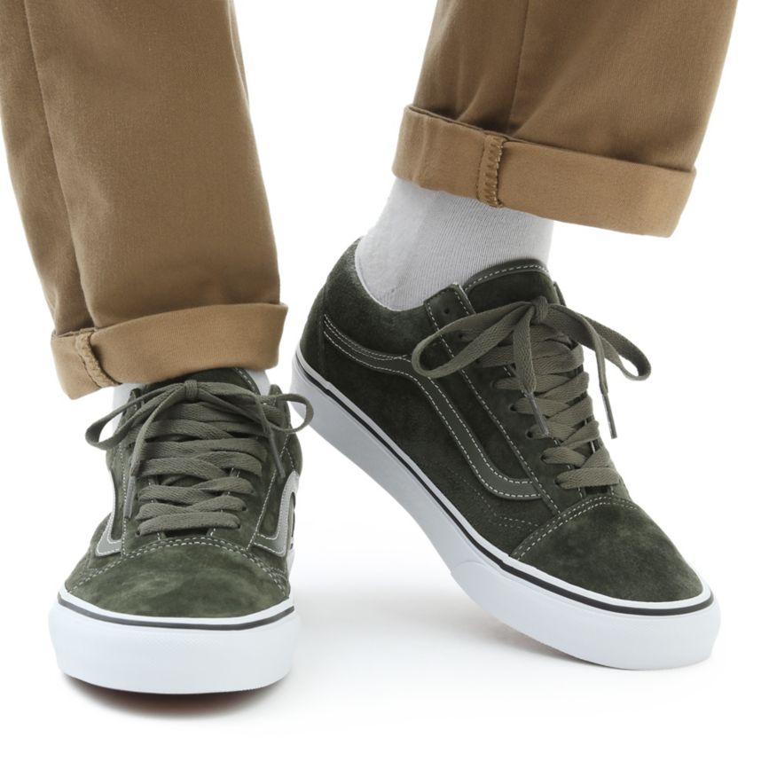 Tenis Bajas Vans Pig Suede Old Skool Hombre Verde Oliva | VN332B7HJ28