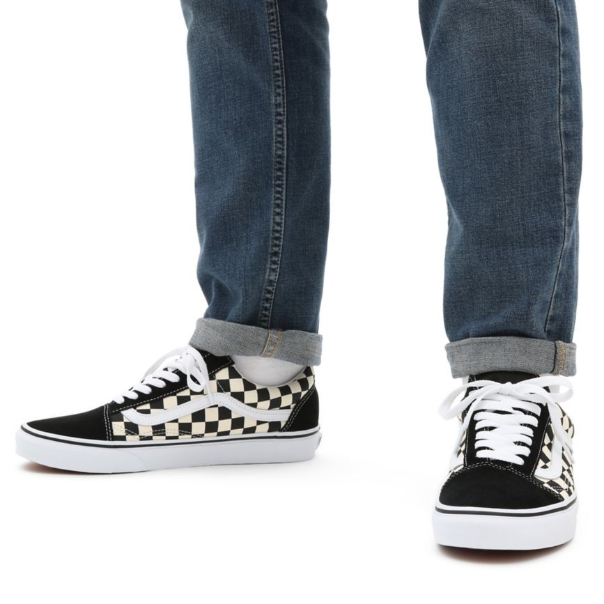 Tenis Bajas Vans Primary Check Old Skool Hombre Negras | VN146R8FQ22