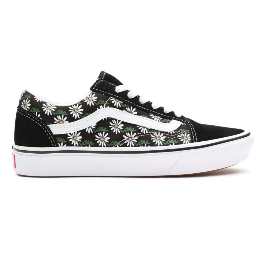 Tenis Bajas Vans Scribble Flower ComfyCush Old Skool Mujer Negras | VN441O8KZ66