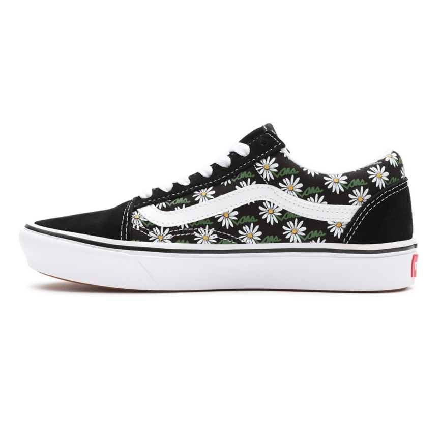 Tenis Bajas Vans Scribble Flower ComfyCush Old Skool Mujer Negras | VN441O8KZ66