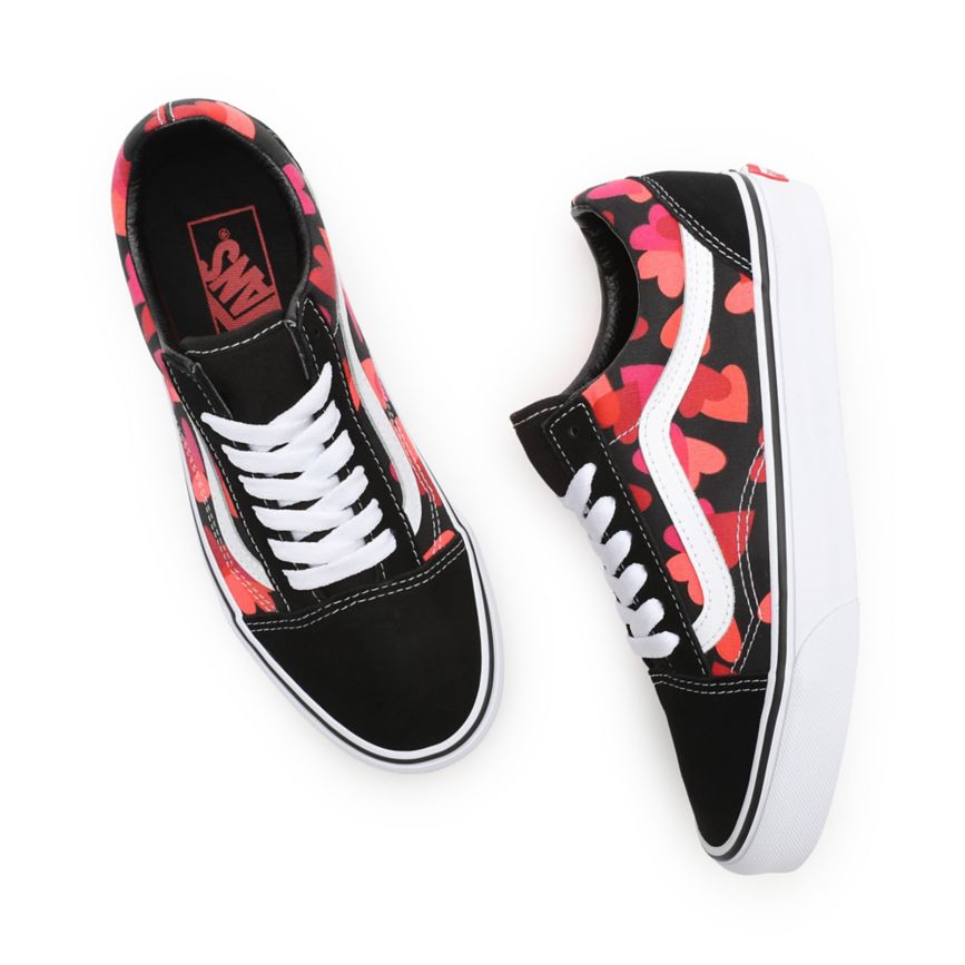 Tenis Bajas Vans Valentines Hearts Old Skool Mujer Negras | VN076T9QA17